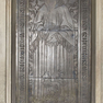 Figurale Metallplatte mit Sterbevermerk für den Domherrn Georg Graf von Löwenstein