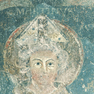Bemaltes Altarretabel aus Sandstein, Detail, Kopf, Martin
