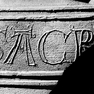 Wörmlitz, Petruskirche, Glocke, Detail der Inschrift (E. 13. Jh.) (historische Fotografie)