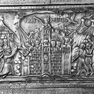 Dom, Karlsschrein (nach 1182-1215), Dachrelief: Fall Pamplonas