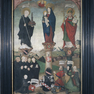 Tafelbild mit mehreren Figuren in Anbetung der Muttergottes