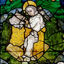 Dom, Chorumgang, Bildfenster süd IV, 1a, Hl. Johannes auf Patmos (A. 15. Jh.)
