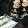 Detail: Die Familie des Michael Scherffer von Scherffenstein auf der linken Darstellung im Hauptgeschoss des Epitaphs.