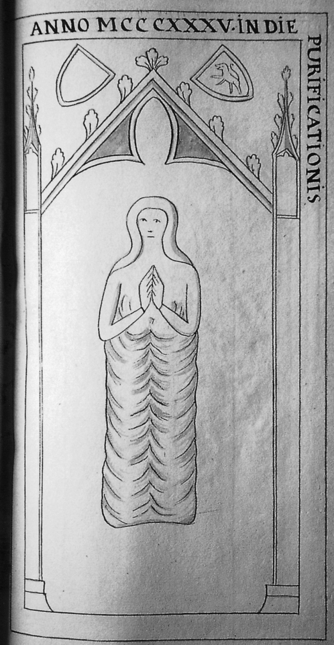 Bild zur Katalognummer: Nachzeichnung von d'Hame der Grabplatte der Lucia von Wind(...), Korrigiert zu Lucia von Wiltz