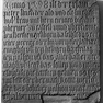 Rechts- bzw. Urkundeninschrift auf fast quadratischer Inschrifttafel aus rotem Sandstein