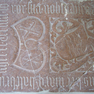 Stifterinschrift der Geschwister Bernhard und Caecilia Hallerpruck für Caspar Hallerpruck auf einer Wappentafel