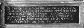 Bild zur Katalognummer 273: Schrifttafel des Epitaphs der Wilhelma Lorbecher