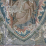 Bemaltes Altarretabel aus Sandstein, Detail Stifter