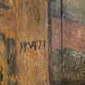 Altarretabel, Detail Jahreszahl am Kreuzstamm