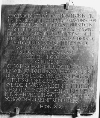 Bild zur Katalognummer 246: Fragmentarisches Epitaph für Clara von Schönburg auf Wesel