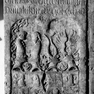 Wappengrabplatte für Barbara Hiltprant, an der Westwand im sechsten Joch von Norden neben der Tür zum Nordturm. Rotmarmor.
