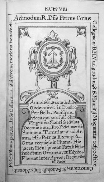 Bild zur Katalognummer 406: Nachzeichnung von d'Hame der Grabplatte des Marienberger Kellers Petrus Gras