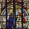 Stifterinschrift auf dem Bildfenster Mariae Verkündigung