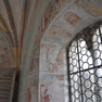 Reste von Bildbeischriften zu Ausmalungen der Brunnenkapelle (Silvesterlegende)