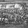 Dom, Karlsschrein (nach 1182-1215), Dachrelief: Heimkehr von der Schlacht