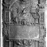 Figurale Metallplatte mit Stifterinschrift mit Sterbevermerk für den Dompropst Michael von Lichtenstein.