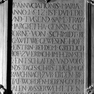 Grabinschrift unter einem Vollwappen auf dem Epitaph der Margretha Gans.