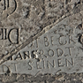 Grabplatte für Hermann Bredeveld, Dorothea N. N., Hans Rodthender und Joachim Michael Köpping