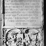 Grabtafel für Anna Ursula von Leonrod, geb. Hundt von Lautersbach, an der Südwand im  zweiten Joch von Westen. Kalkstein. Mit teilweisem Bildverlust abgewittert.