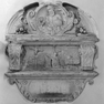 Grabinschrift für Abt Michael Reyser und Titulus auf Schrifttafel und Bildrelief von einem Epitaph