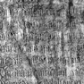 Grabinschrift für den Kanoniker Rupert von Überacker auf der Grabplatte für Ruedmar von Hader (Nr. 73), an der Nordwand, untere Reihe. Zweitverwendung der Platte.
