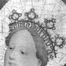 Domschatz Inv. Nr. 394, Altarretabel: Madonna mit der Korallenkette, Mitteltafel, Detail: Hl. Dorothea (1. D. 15. Jh.)