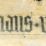 Dom, Chor, südl. Chorschranke, Detail: Inschrift (um 1491)