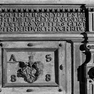 Ulrichskirche, Wandverkleidung an der Kanzel, Details der Inschriften (1585–1588)