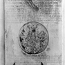 Grabinschrift für Katharina Alber von Alberbürg, geb. Metzger, auf einer Wappengrabtafel
