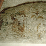 Mann, Frau und Priester an einem Altar, die Heimsuchung Mariens, die Anbetung der Könige und Schriftbänder auf der Südwand.