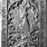 Wappengrabplatte des Stefan Notangst aus rotem Marmor.