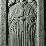 Grabplatte des Johannes von Plankenfels, an der Wand aufgerichtet.
