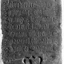 Grabinschrift für den Kanoniker Sigmund Vorschover (oder Forsthover) auf der Grabplatte für Nikolaus Physikus (Nr. 52), an der Nordwand in der unteren Reihe. Zweitverwendung der Platte.