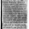 Stifterinschrift des Johannes Weilhamer und seiner Frau Euphemia, geb. Wenig, und Bibelvers auf der Grabtafel der Tochter Anna Sophia