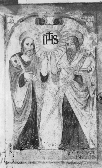 Bild zur Katalognummer 397: Kaseinmalerei auf Kreidegrund mit der Darstellung der Apostel Petrus und Paulus