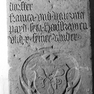 Grabbezeugung für Hieronymus Pierndorfer und seine beiden Ehefrauen Franica und Katharina auf einer Wappengrabtafel