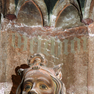 Dom, Chorscheitelkapelle, Skulptur des Hl. Melchior, Detail: Inschrift (um 1491?)